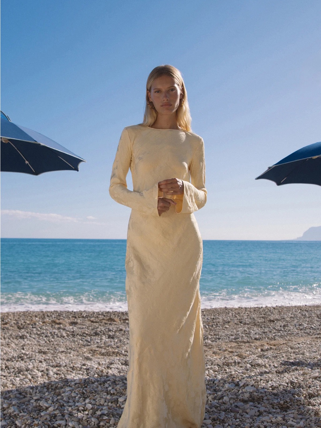 Long-Sleeve Butter Yellow Maxi Dress